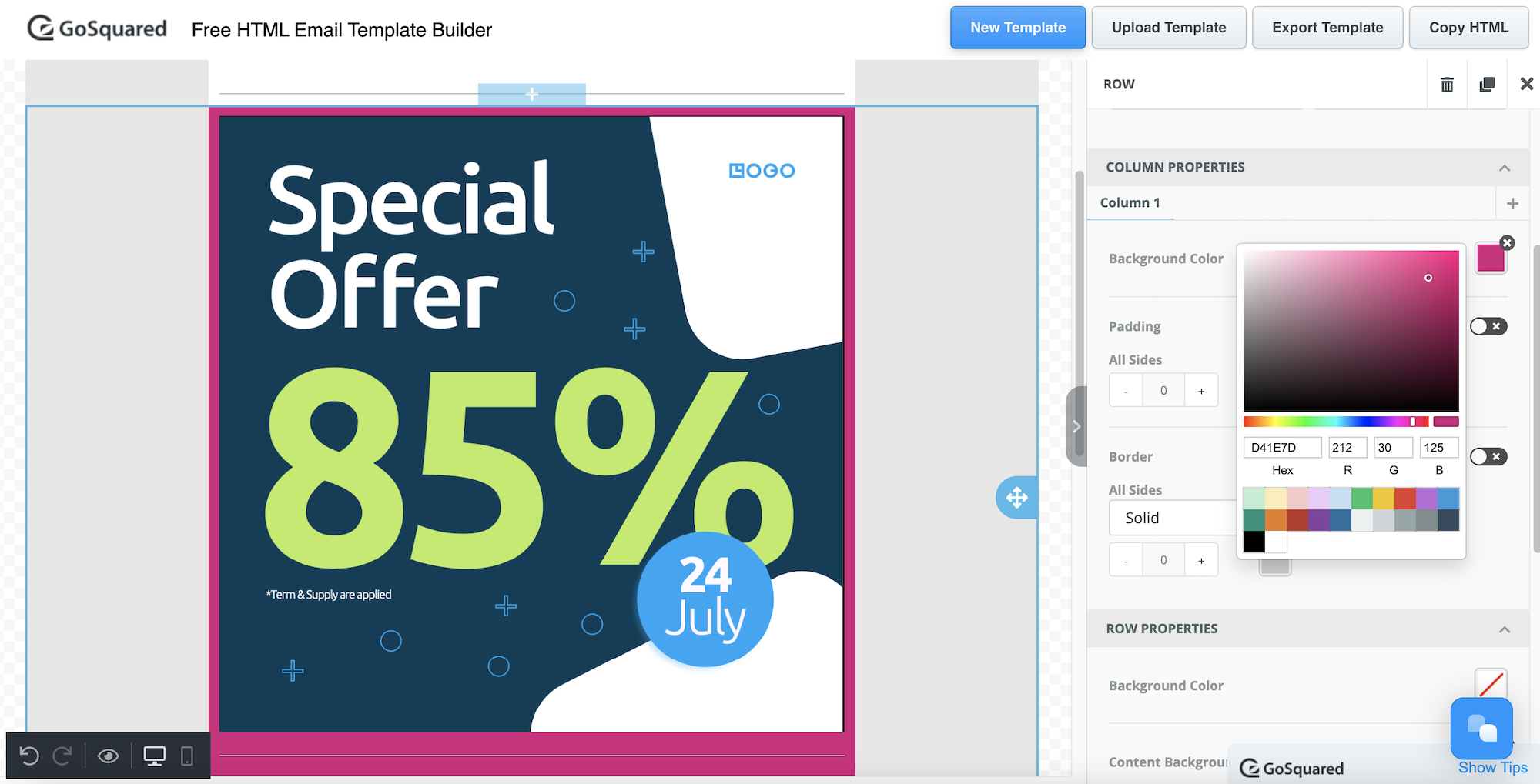 sales email template builder gosquared