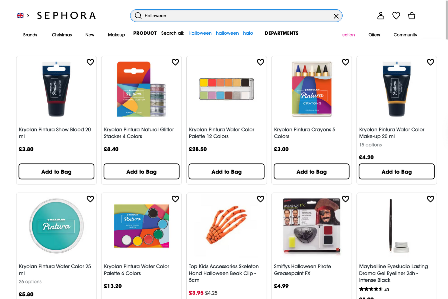 Sephora UK email marketing Halloween products