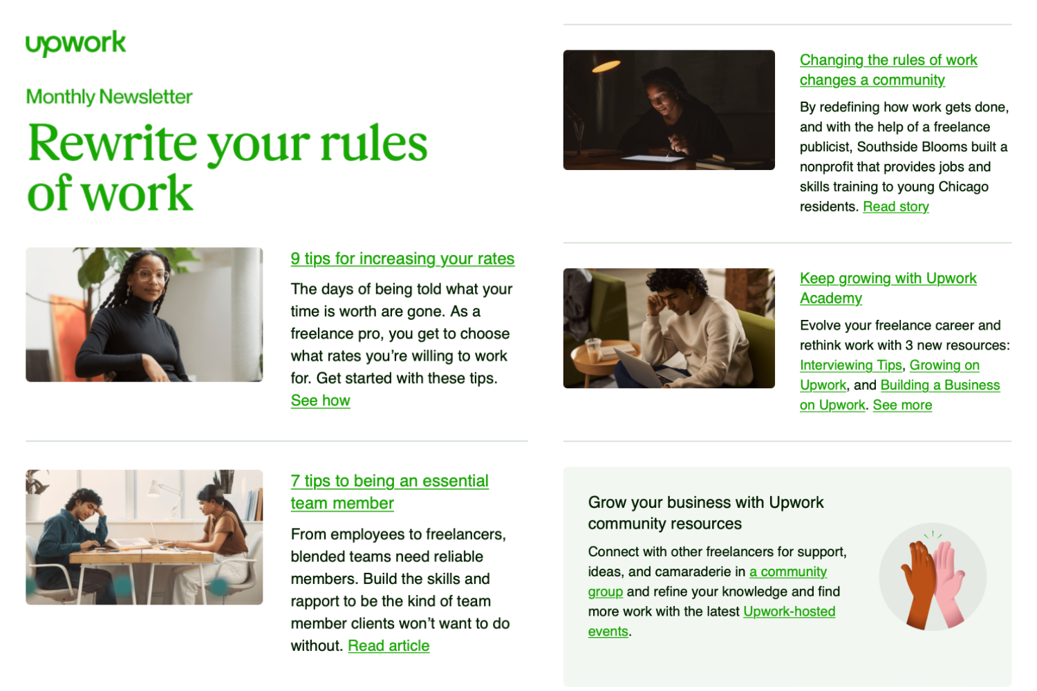 different types of emails upwork marketing