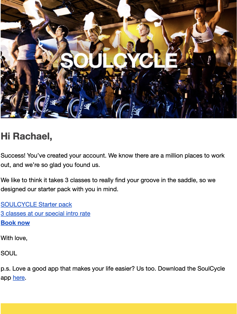 Soulcycle introduction email