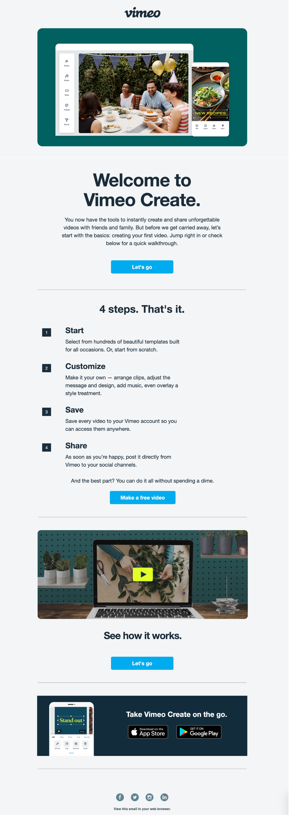 vimeo welcome emails