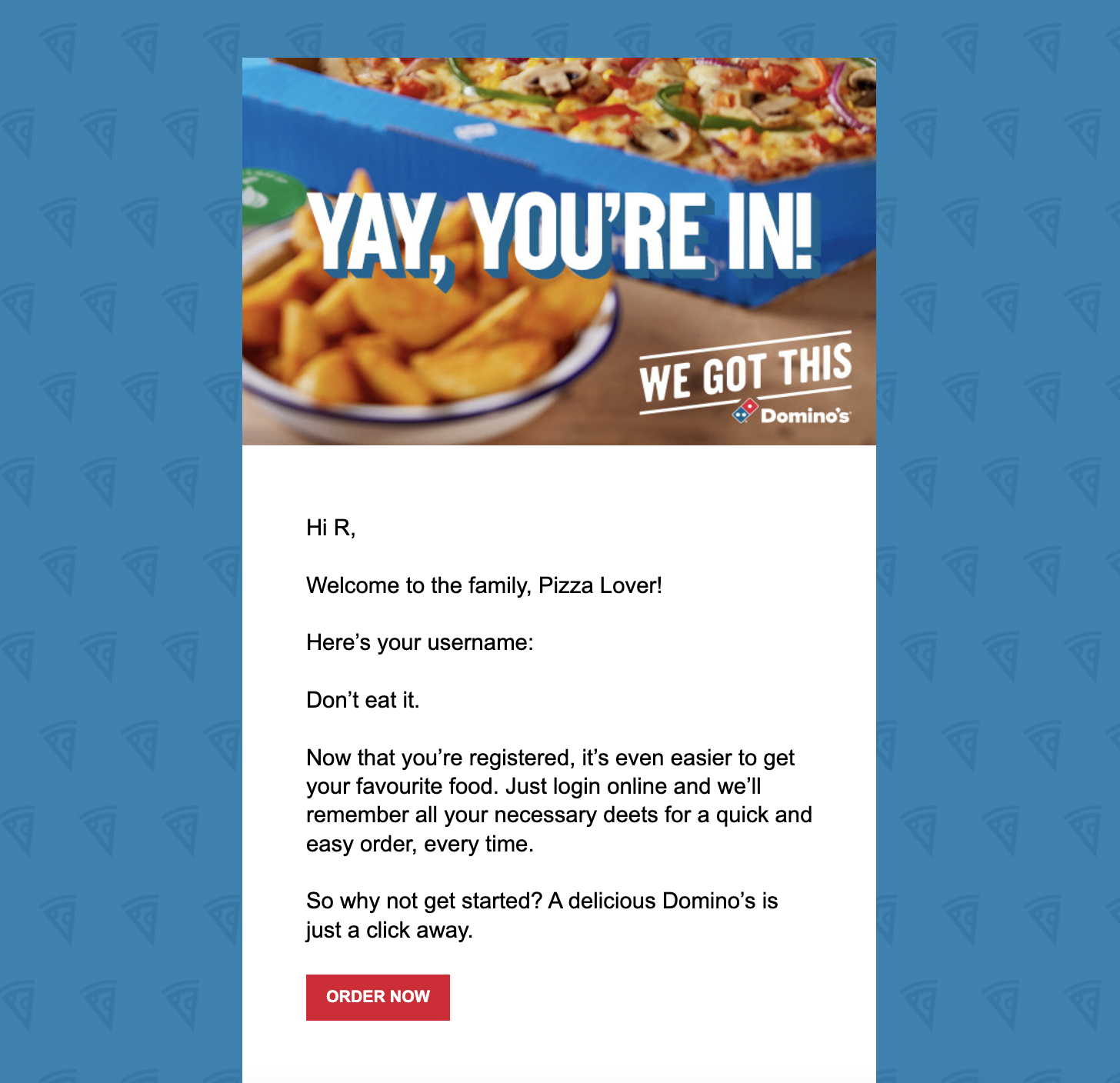 Domino's welcome emails